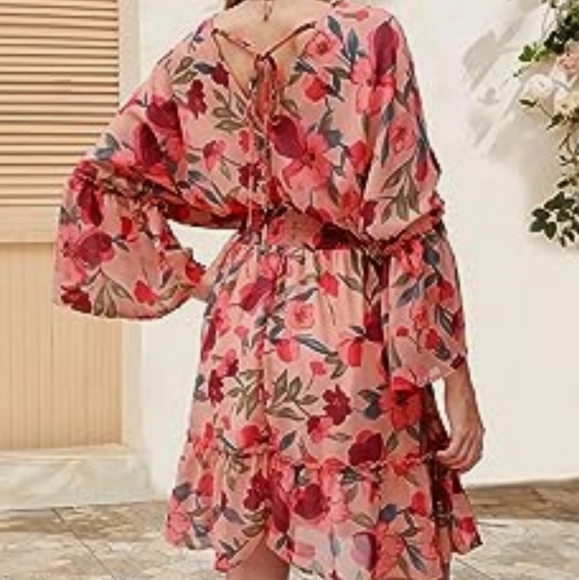 ⭐Floral Midi Dress Women's Size Medium Flowy with Elastic Waist - Picture 3 of 14